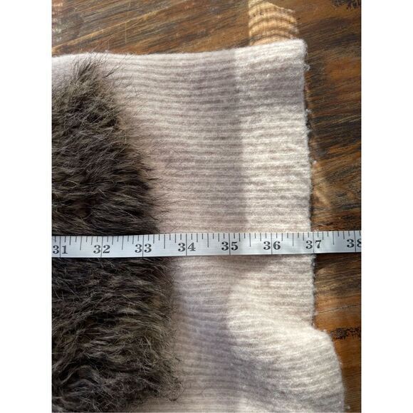 Adawas Women's Eco-Fur Pocket Wool Knit Cardigan Sweater Cream Tan Size 38 B2 - Picture 7 of 7